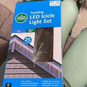 Twinkling LED Icicle Light Set - Blue